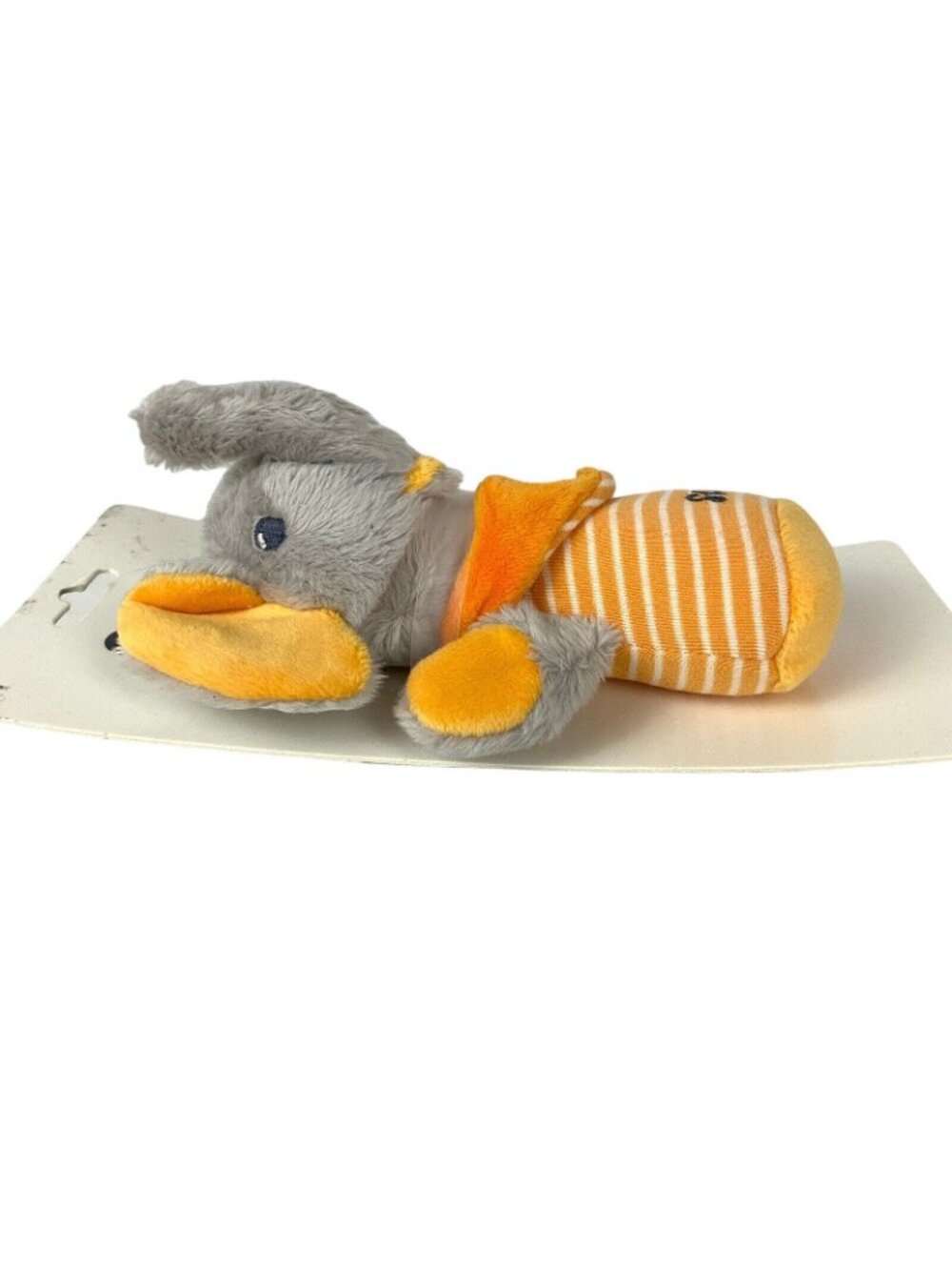 Steiff Trampili Elephant Baby Rattle Plush Toy Gray Orange 6 inch Shower Gift - Picture 4 of 8